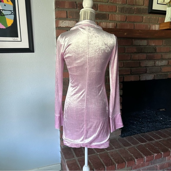 Free People Shayla Velvet Long Sleeve Mini Dress in Classic Pink Sz XS - Picture 9 of 10